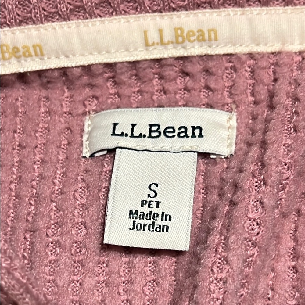 L.L. Bean Pink Waffle Print Textured Zip Hoodie.  Size Small - Picture 2 of 8